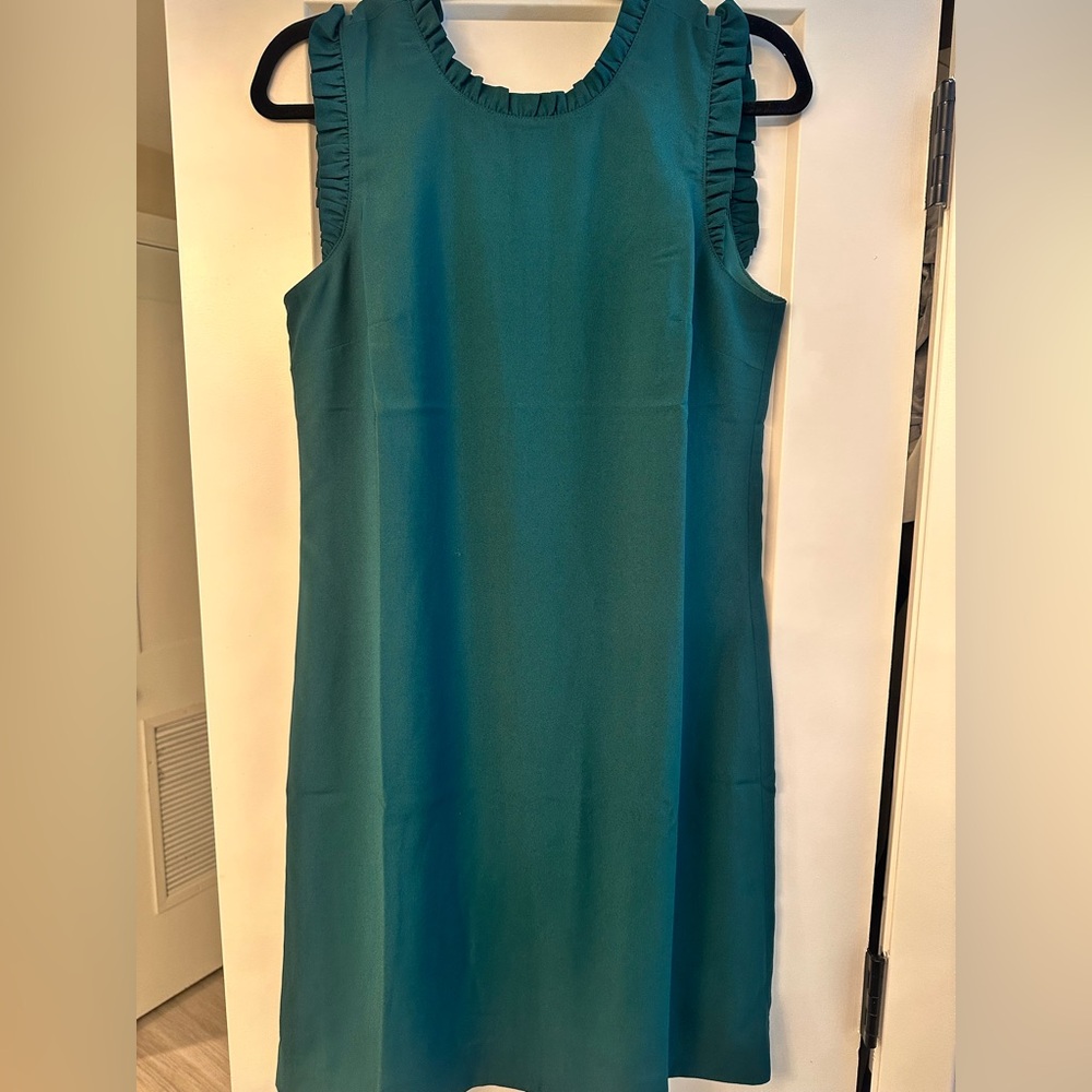 J. Crew Forest Green Knee Length Straight Crepe Dress